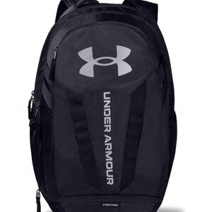 UNISEX NWT Under Armour Hustle 5.0 Waterproof Backpack Black and Silver Bag